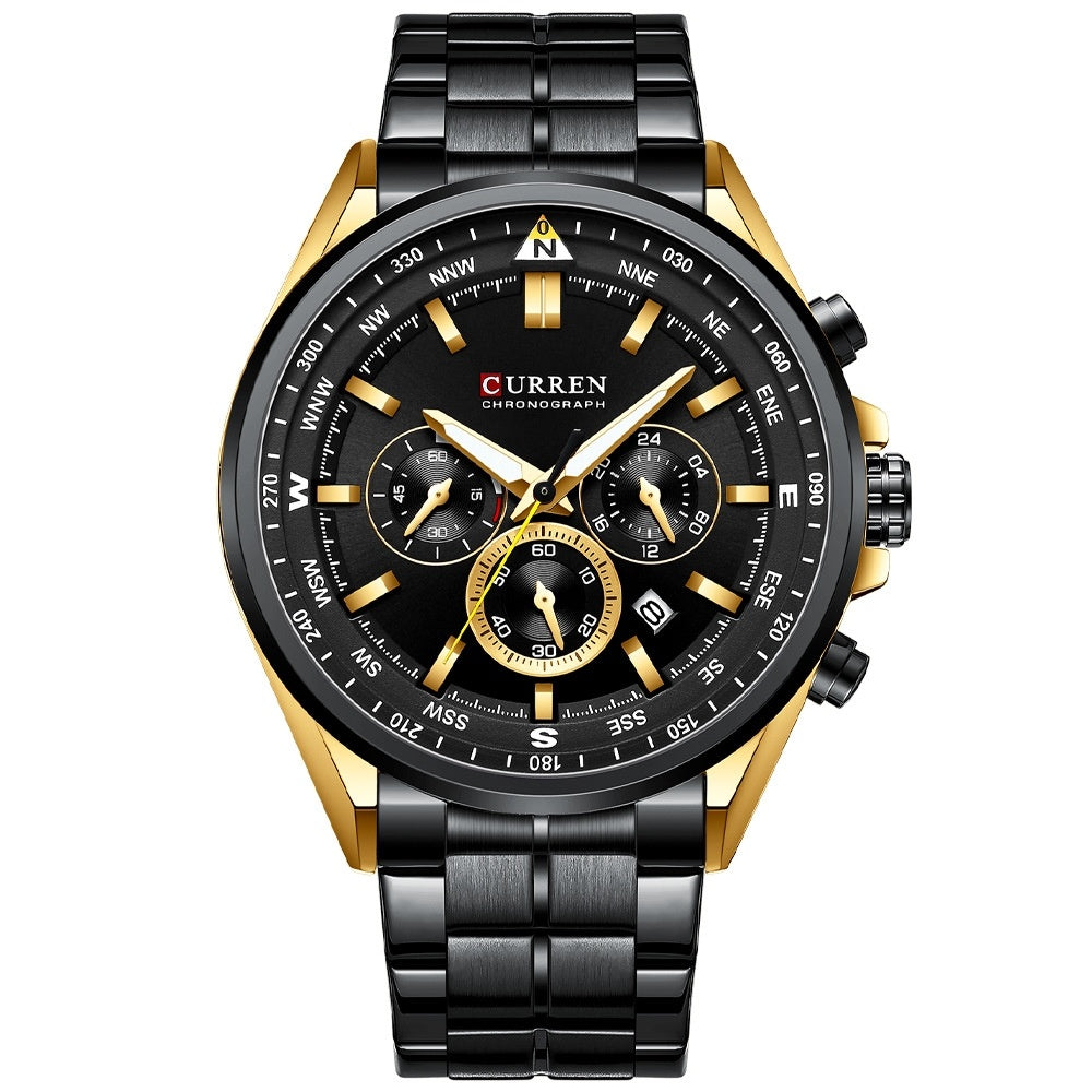 Montre à quartz multifonctions étanche pour hommes