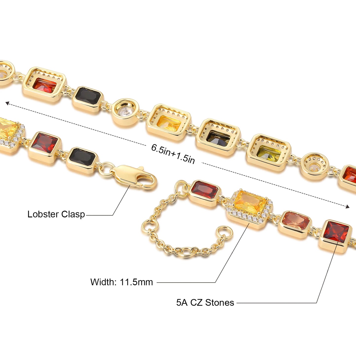 Bracelet en pierre gemme de 10MM plaqué or 18K