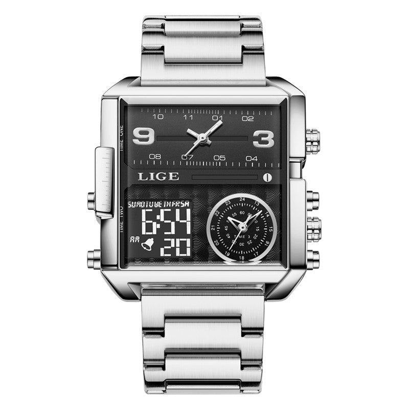 Montre à double affichage à quartz électronique pour homme