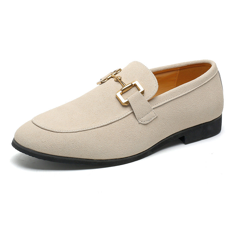 Chaussures décontractées en cuir à boucle en métal britannique grande taille pour hommes