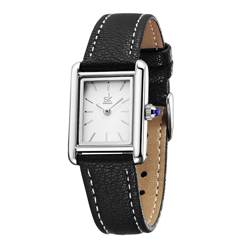 Montre carrée rétro au design épuré et intemporel pour femmes