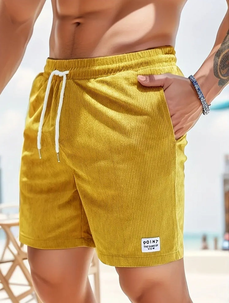 Shorts de sport à lacets en velours pour hommes