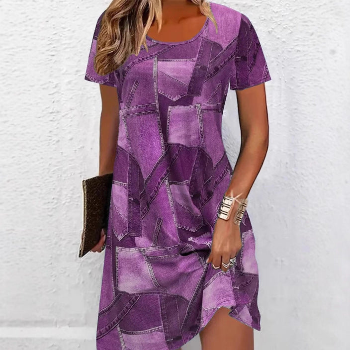 Robe ample décontractée d'impression numérique de printemps et d'été