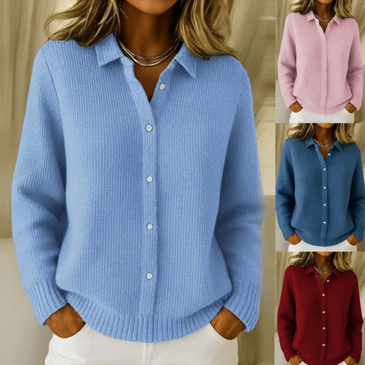 Pull à col chemise avec boutons pour femmes