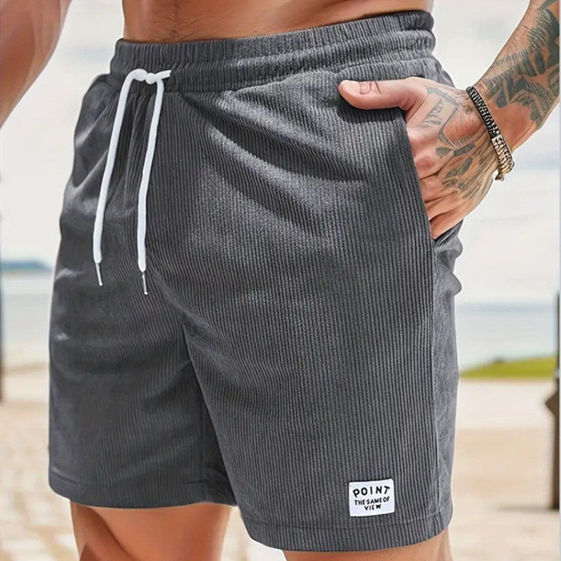 Shorts de sport à lacets en velours pour hommes