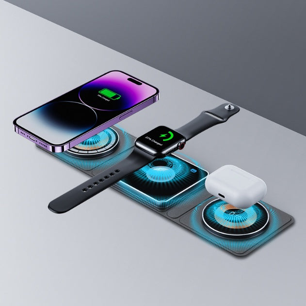 Station de chargement sans fil pliable magnétique 3 en 1 est parfaite pour votre iPhone
