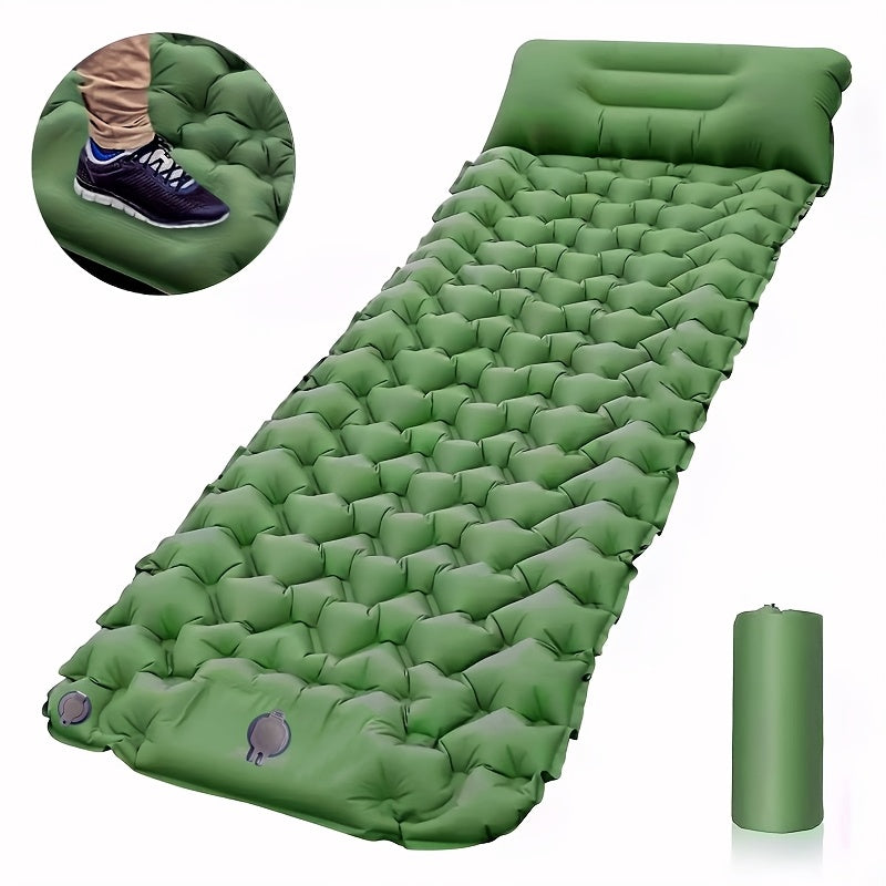 Matelas de camping gonflable ultra-léger avec pompe intégrée et sac de transport - Lit à coussin d'air pliable de haute qualité pour la randonnée, le trekking et les aventures en plein air, bleu, lit de camping