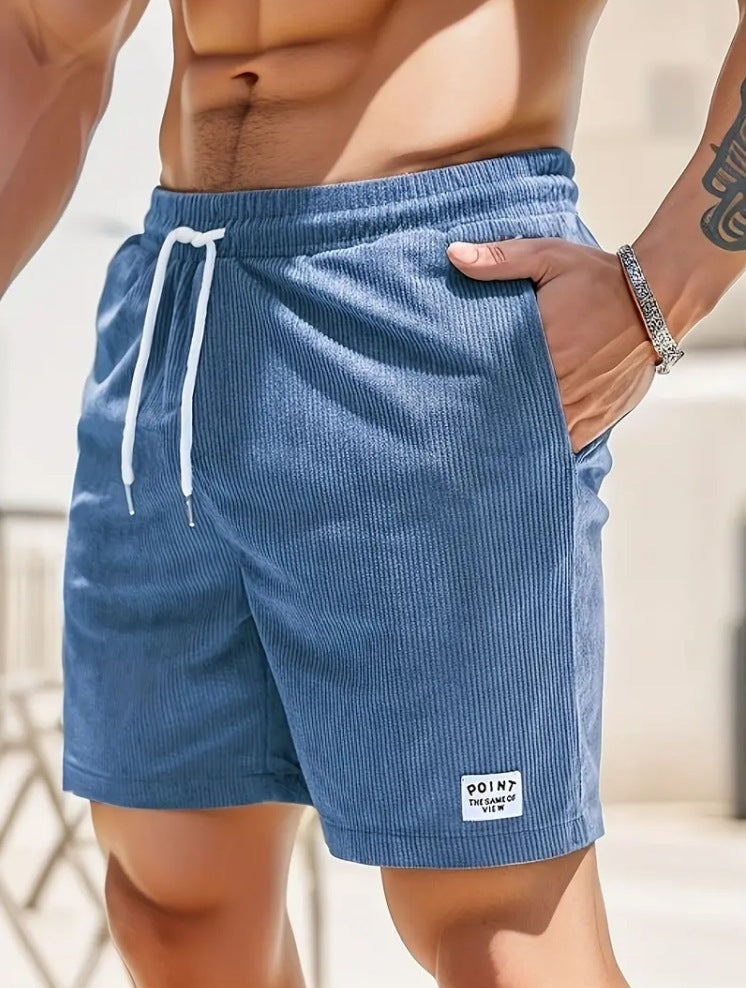 Shorts de sport à lacets en velours pour hommes