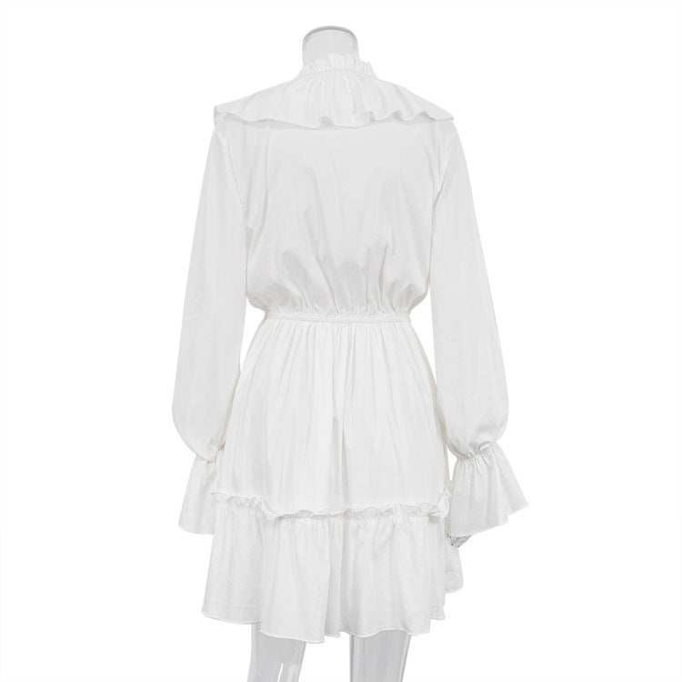Robe à manches longues, col V pour femmes
