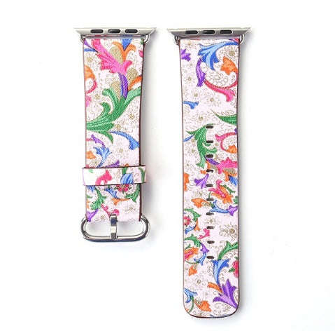 Bracelets de montres en cuir à motif floral