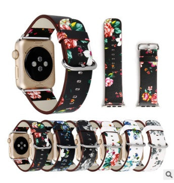 Bracelets de montres en cuir à motif floral