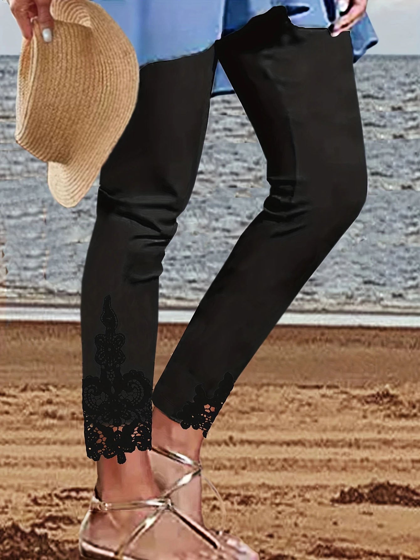 Pantalon court couture en dentelle  pour femmes