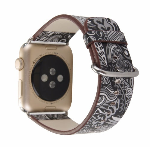 Bracelets de montres en cuir à motif floral