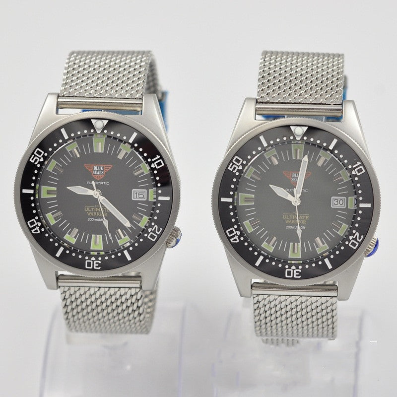 Montre pour hommes avec mouvement automatique mécanique NH35, fabriquée en acier inoxydable 316L, étanche jusqu'à 200 mètres.