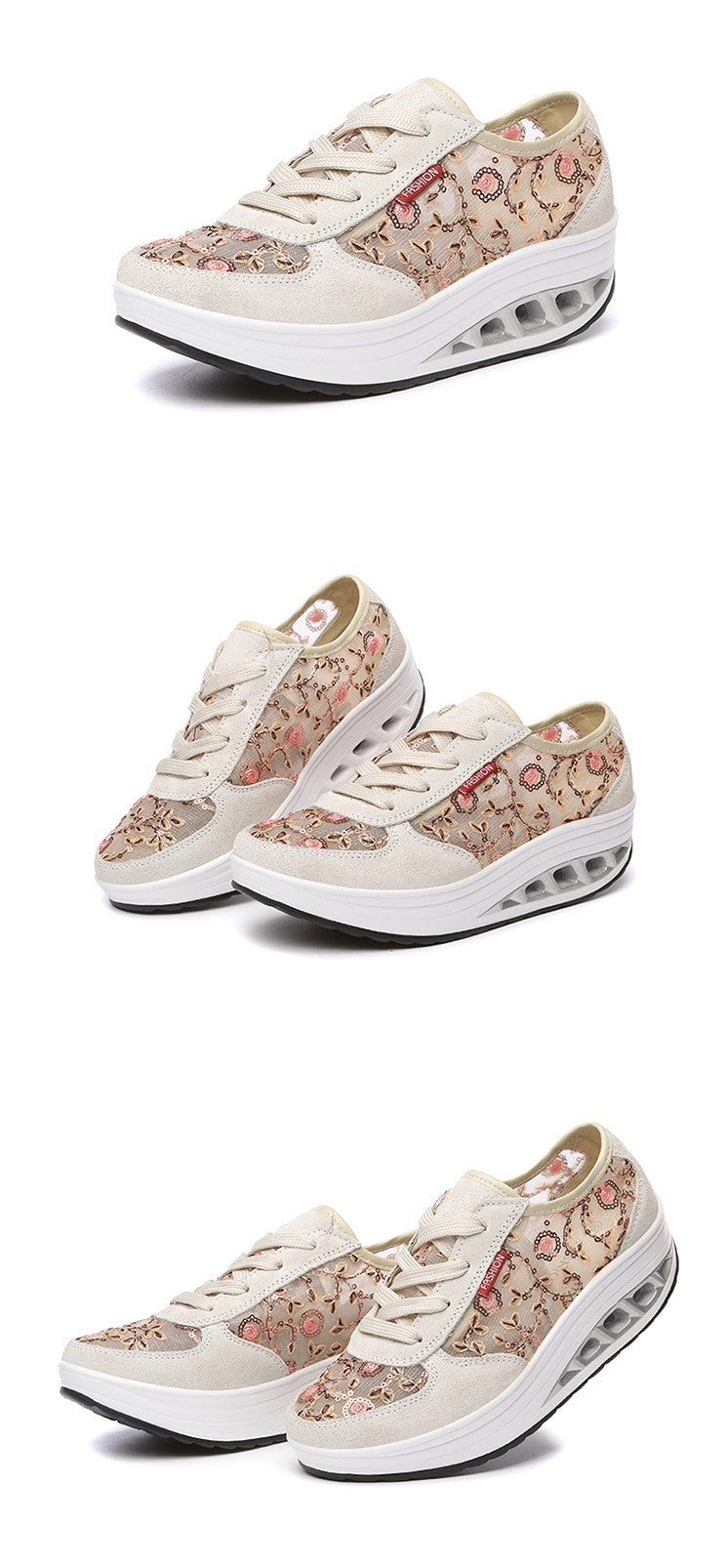 Baskets en maille respirante en dentelle
