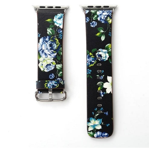 Bracelets de montres en cuir à motif floral