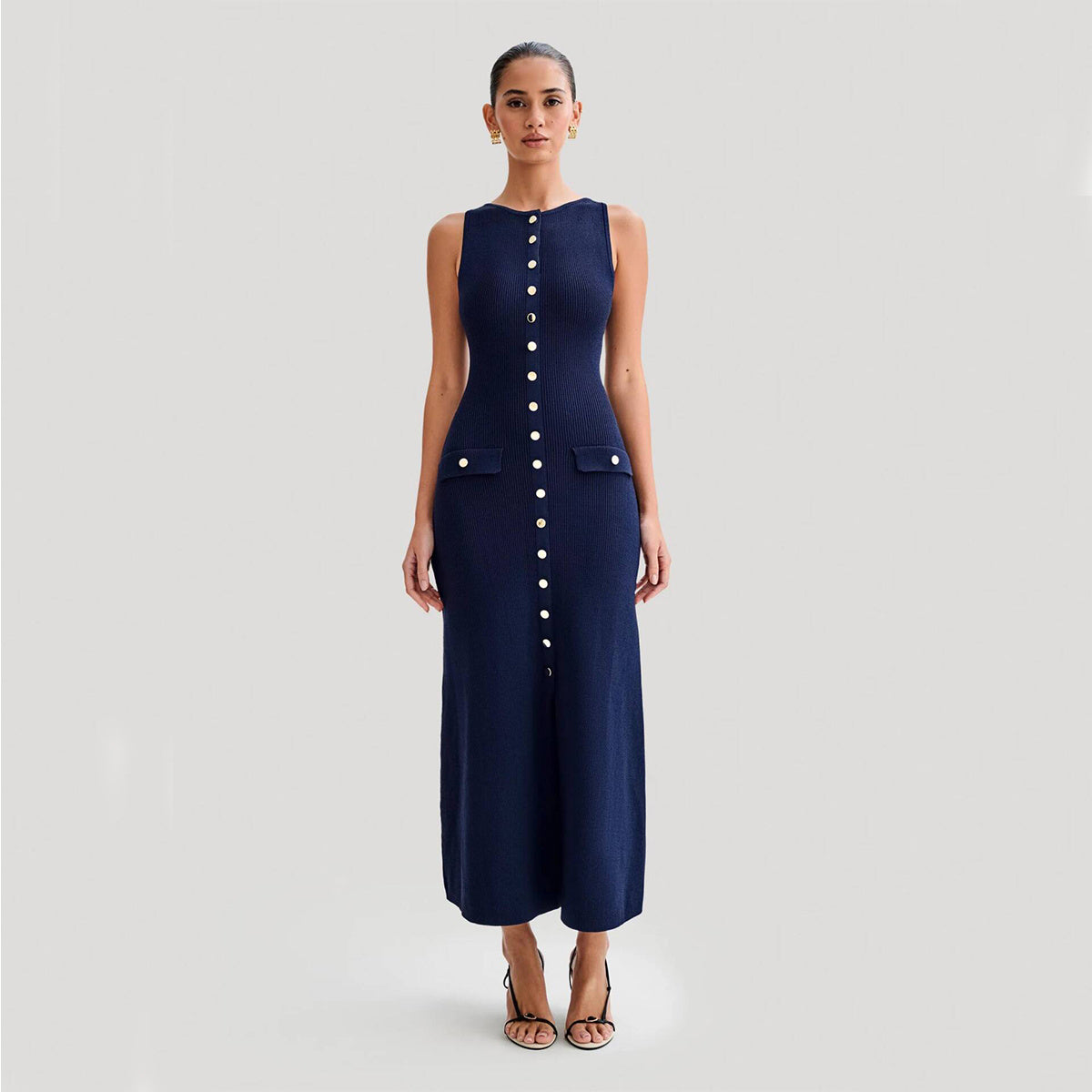 Robe élégante tricotée sans manches pour femmes