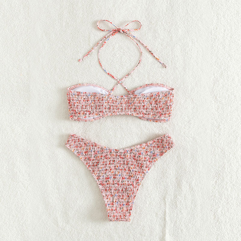 Ensemble de bikini plissé à fleurs d'été