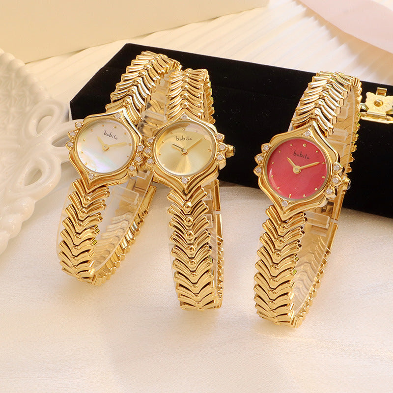 Montre à quartz en plaqué or pour femmes