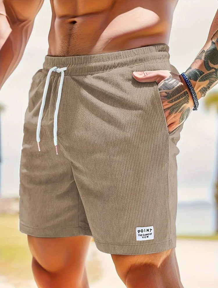 Shorts de sport à lacets en velours pour hommes