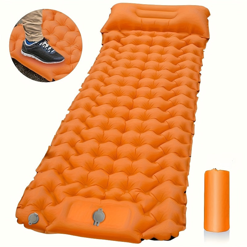 Matelas de camping gonflable ultra-léger avec pompe intégrée et sac de transport - Lit à coussin d'air pliable de haute qualité pour la randonnée, le trekking et les aventures en plein air, bleu, lit de camping