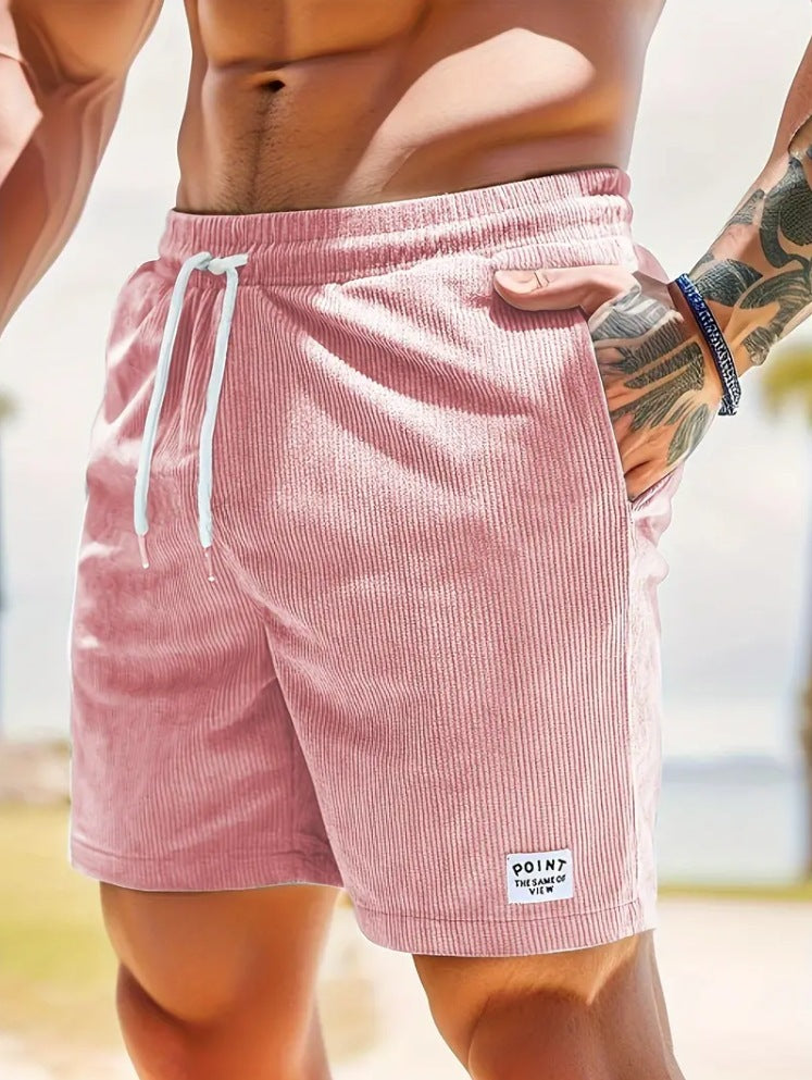 Shorts de sport à lacets en velours pour hommes
