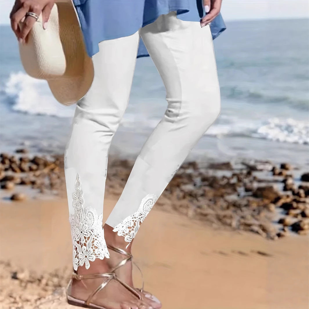 Pantalon court couture en dentelle  pour femmes