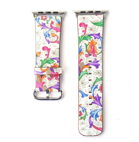 Bracelets de montres en cuir à motif floral