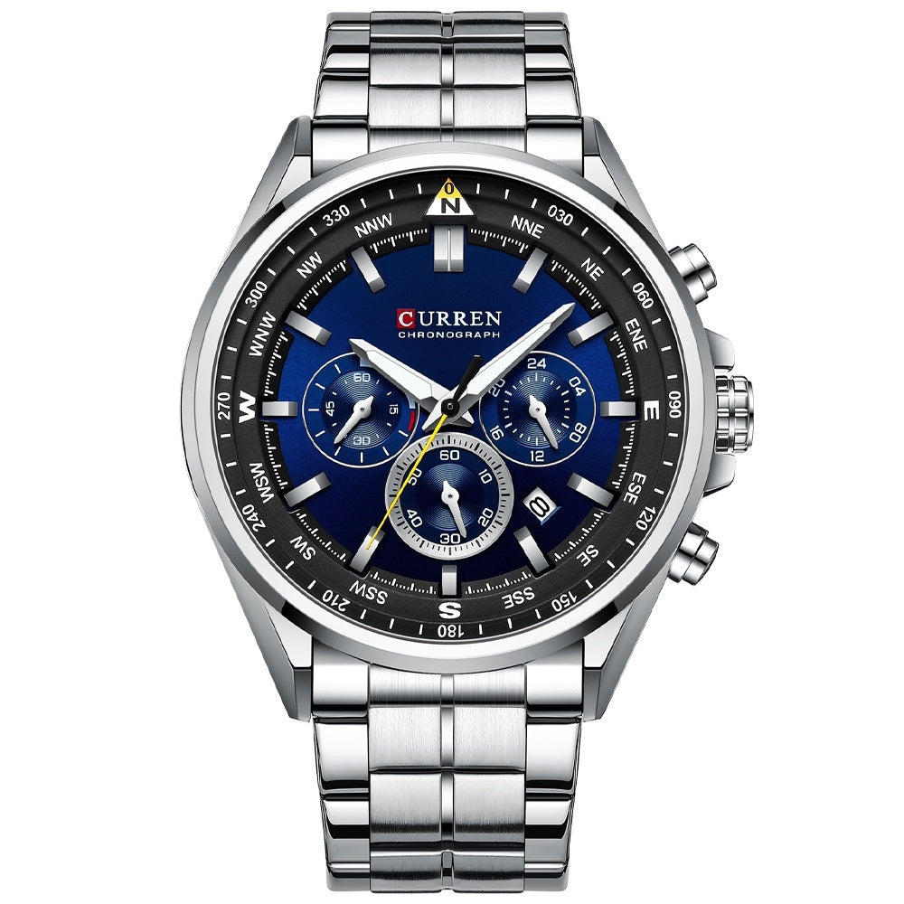 Montre à quartz multifonctions étanche pour hommes