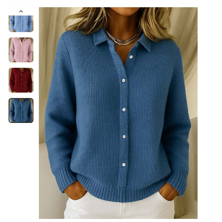 Pull à col chemise avec boutons pour femmes