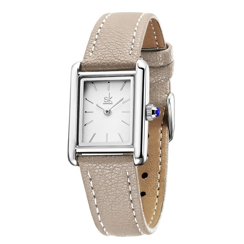 Montre carrée rétro au design épuré et intemporel pour femmes