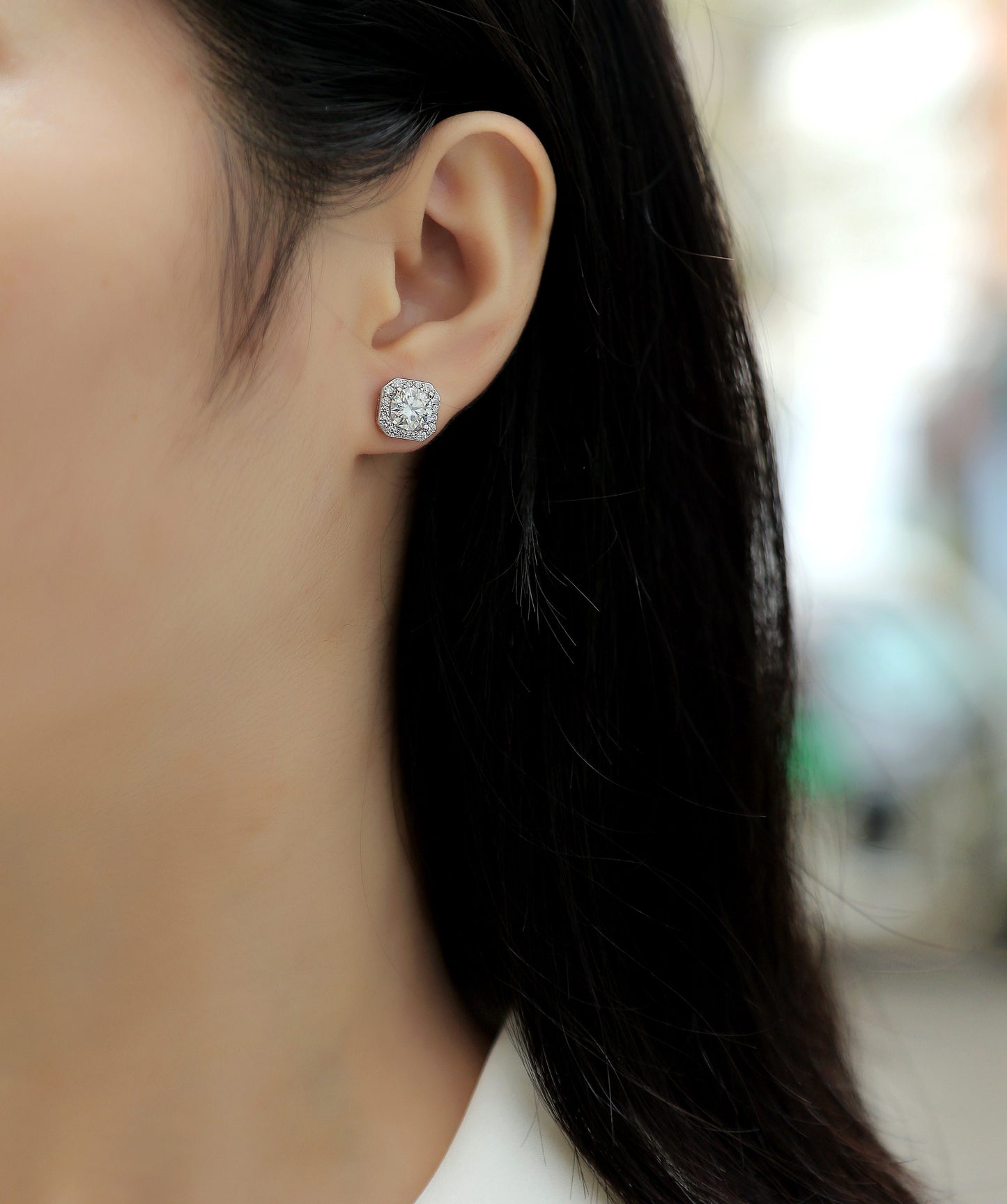 La Rose Dans Le Cœur - Boucles D'Oreilles Serties De 1 Carat Moissanite S925 De Qualité Supérieure, Boucles D'Oreilles En Argent Et Platine, Un Accessoire À La Mode Et Tendance Qui Peut Être Testé Avec Un Stylo En Diamant