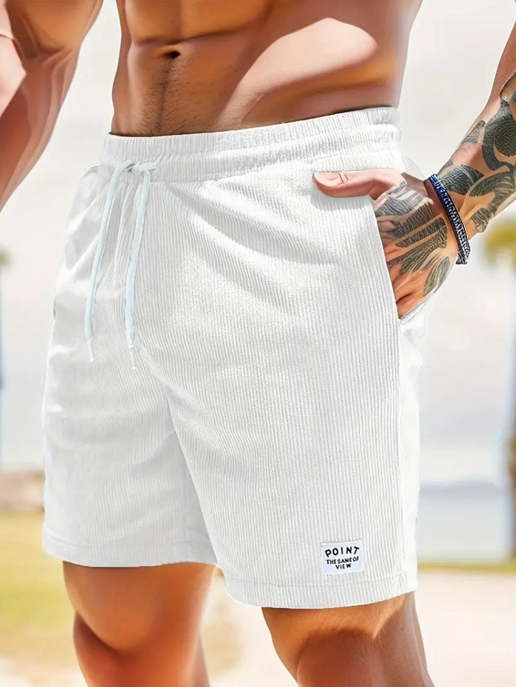 Shorts de sport à lacets en velours pour hommes