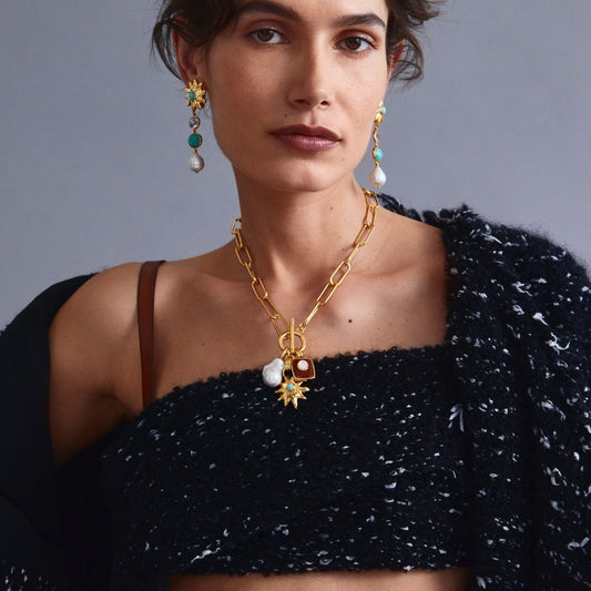 Collier multi-pendentif aux couleurs européennes