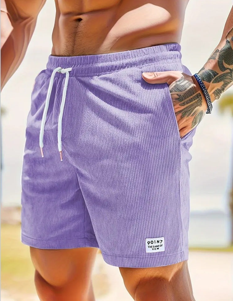 Shorts de sport à lacets en velours pour hommes