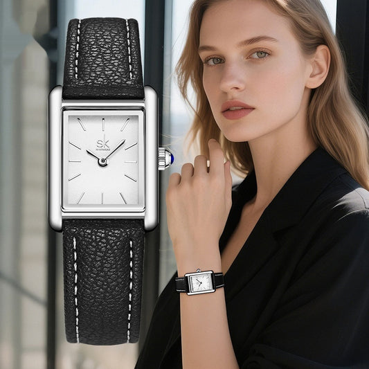 Montre carrée rétro au design épuré et intemporel pour femmes