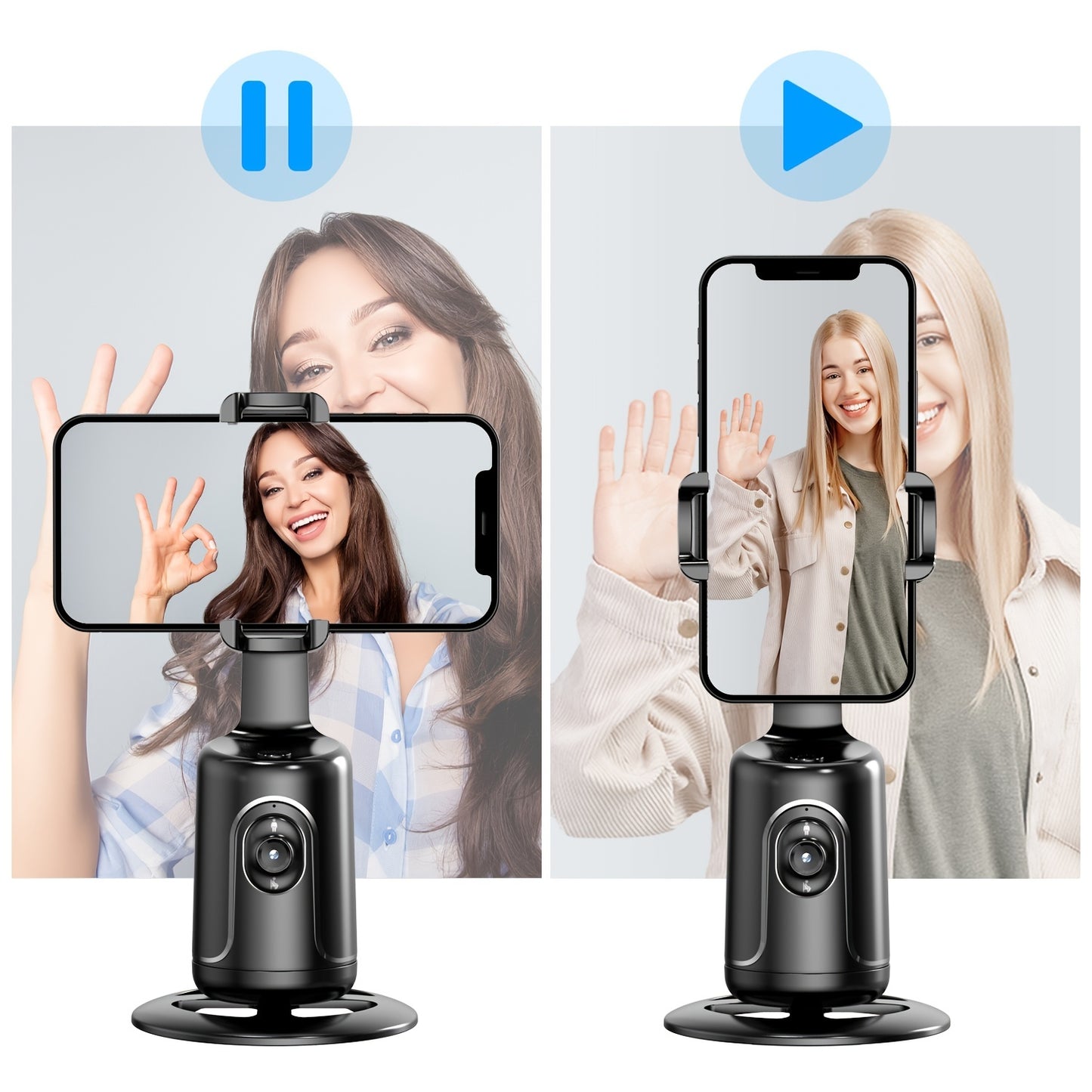 Trépied intelligent avec suivi automatique du visage pour capturer chaque moment en direct. Rotation 360° sans application requise