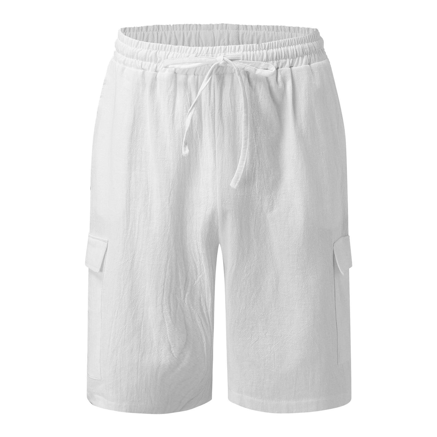 Shorts à poches multiples en coton hawaïen en lin pour hommes
