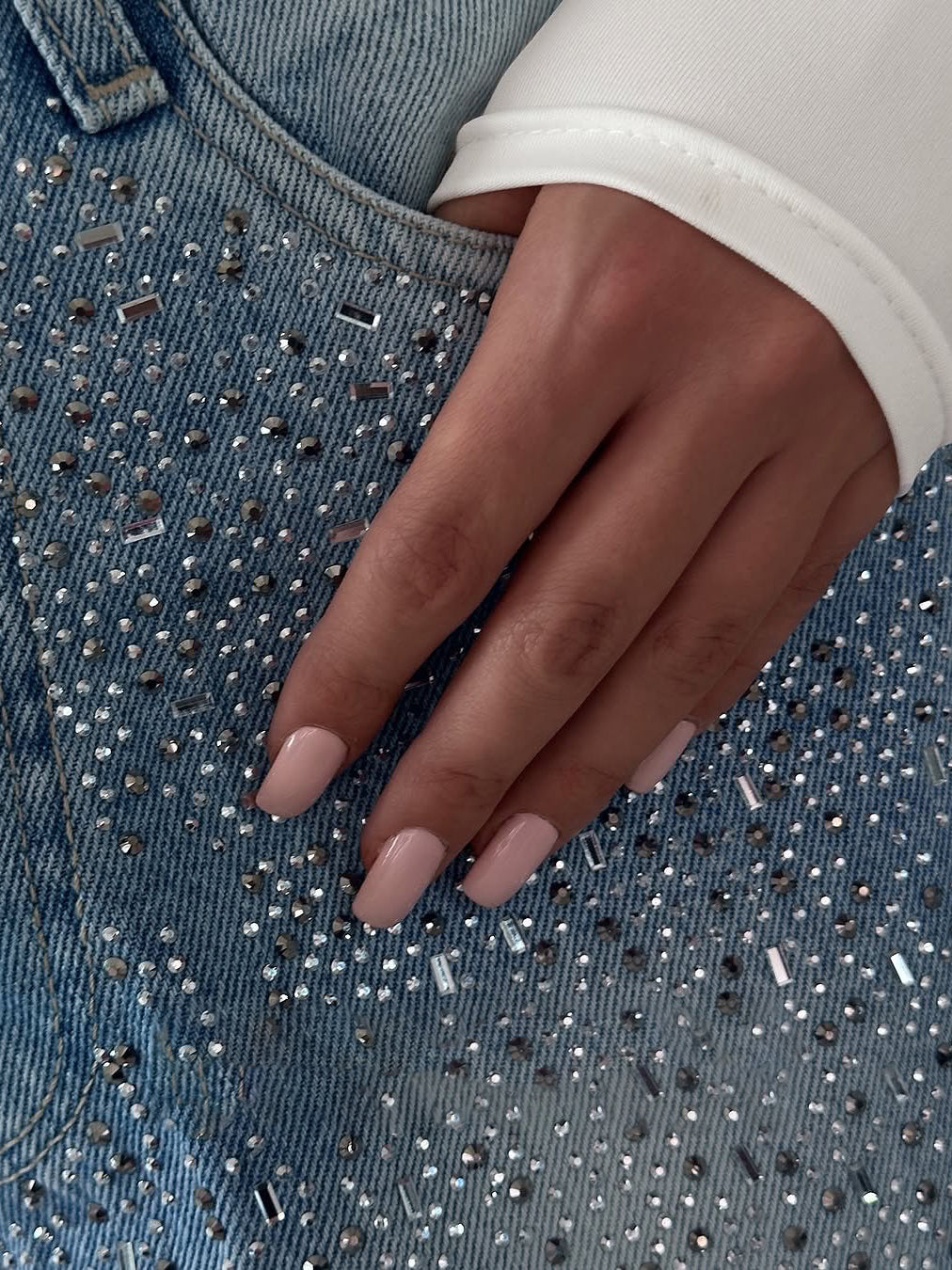 Jeans en strass irrégulier pour femmes