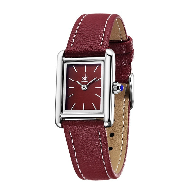 Montre carrée rétro au design épuré et intemporel pour femmes