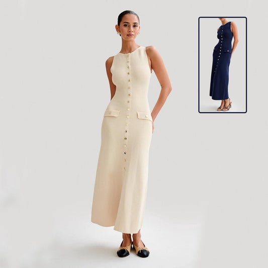 Robe élégante tricotée sans manches pour femmes