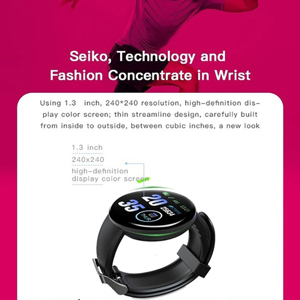 Montre intelligente D18 Bluetooth pour hommes et femmes