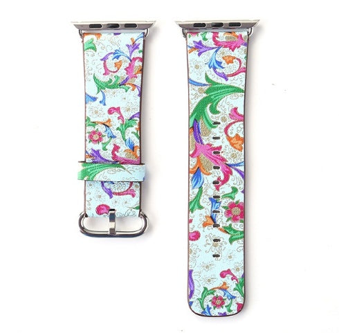 Bracelets de montres en cuir à motif floral