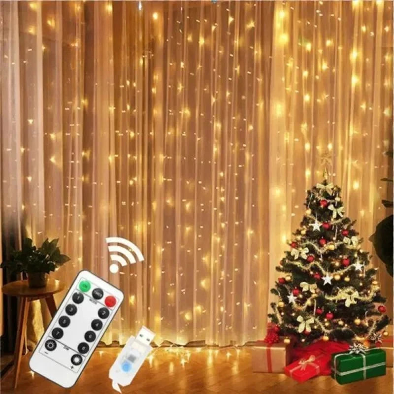 Curtain Garland for Windows USB-Powered Fairy Lights Festoon with Remote Control Garland LED Lights for Decor Garden Lights