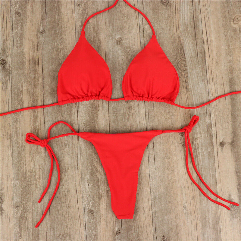 Halter Cou Cravate Bikini Dames Split Cravate Maillot de Bain