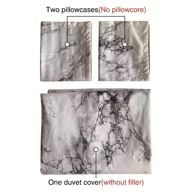 Ensemble de housse de couette trois pièces en fibre chimique 90G avec finition brossée et impression.