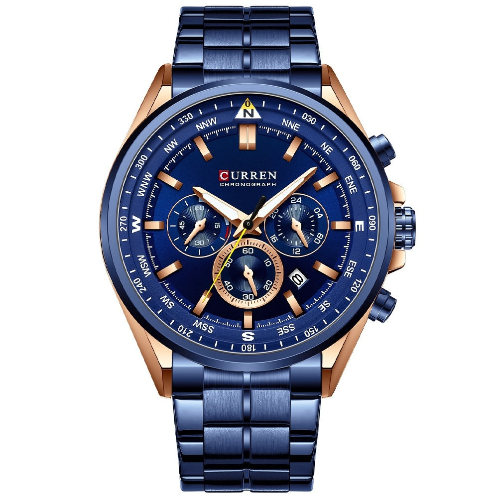 Montre à quartz multifonctions étanche pour hommes