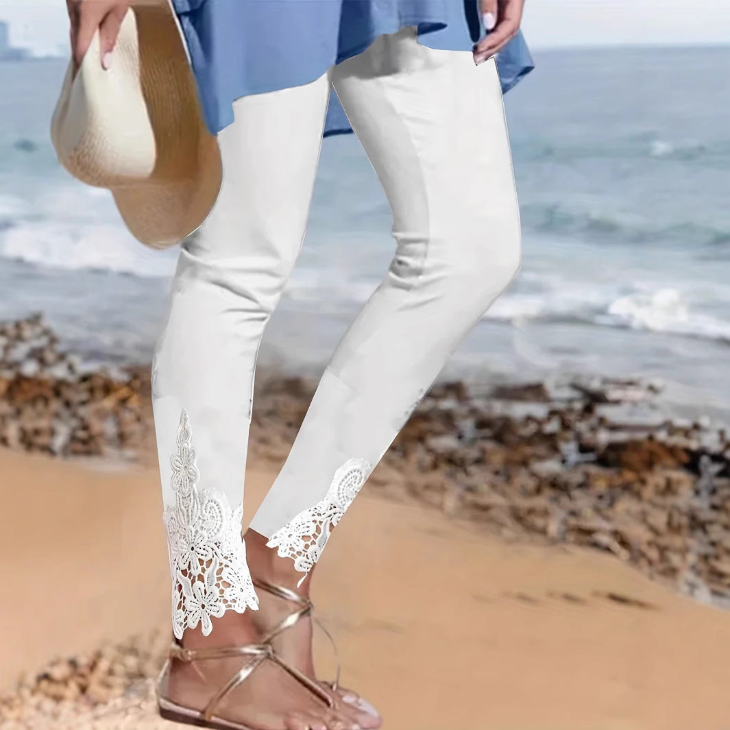 Pantalon court couture en dentelle  pour femmes