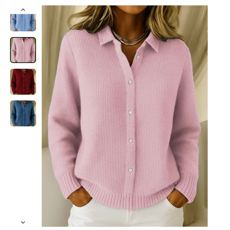 Pull à col chemise avec boutons pour femmes