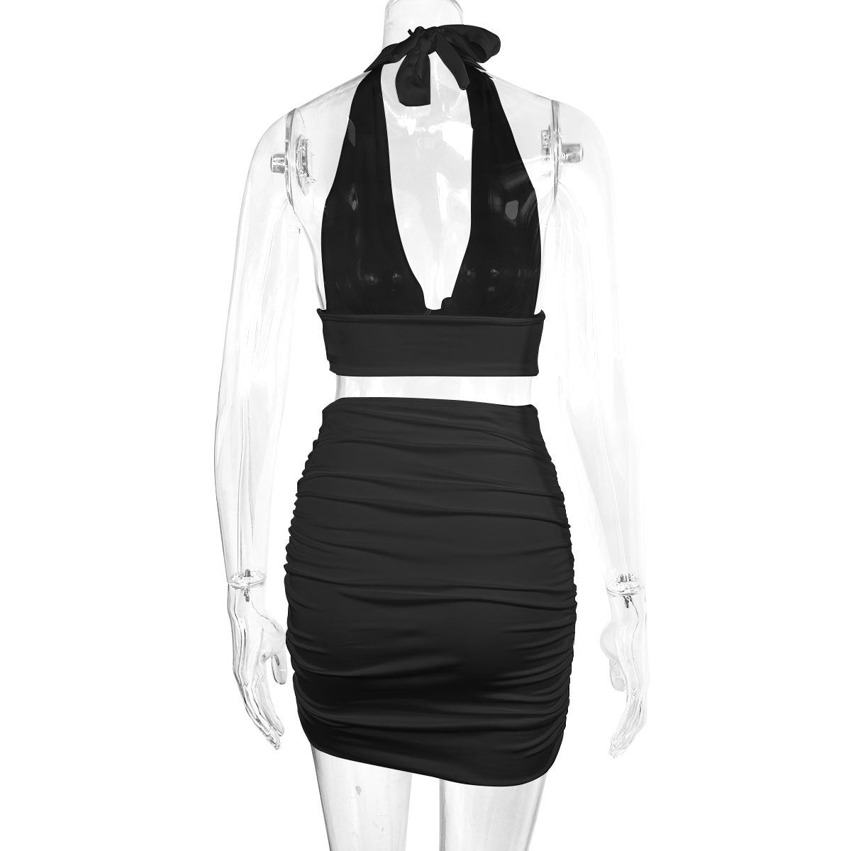 Ensemble deux pièces de jupe de hanche à lacets pour femmes